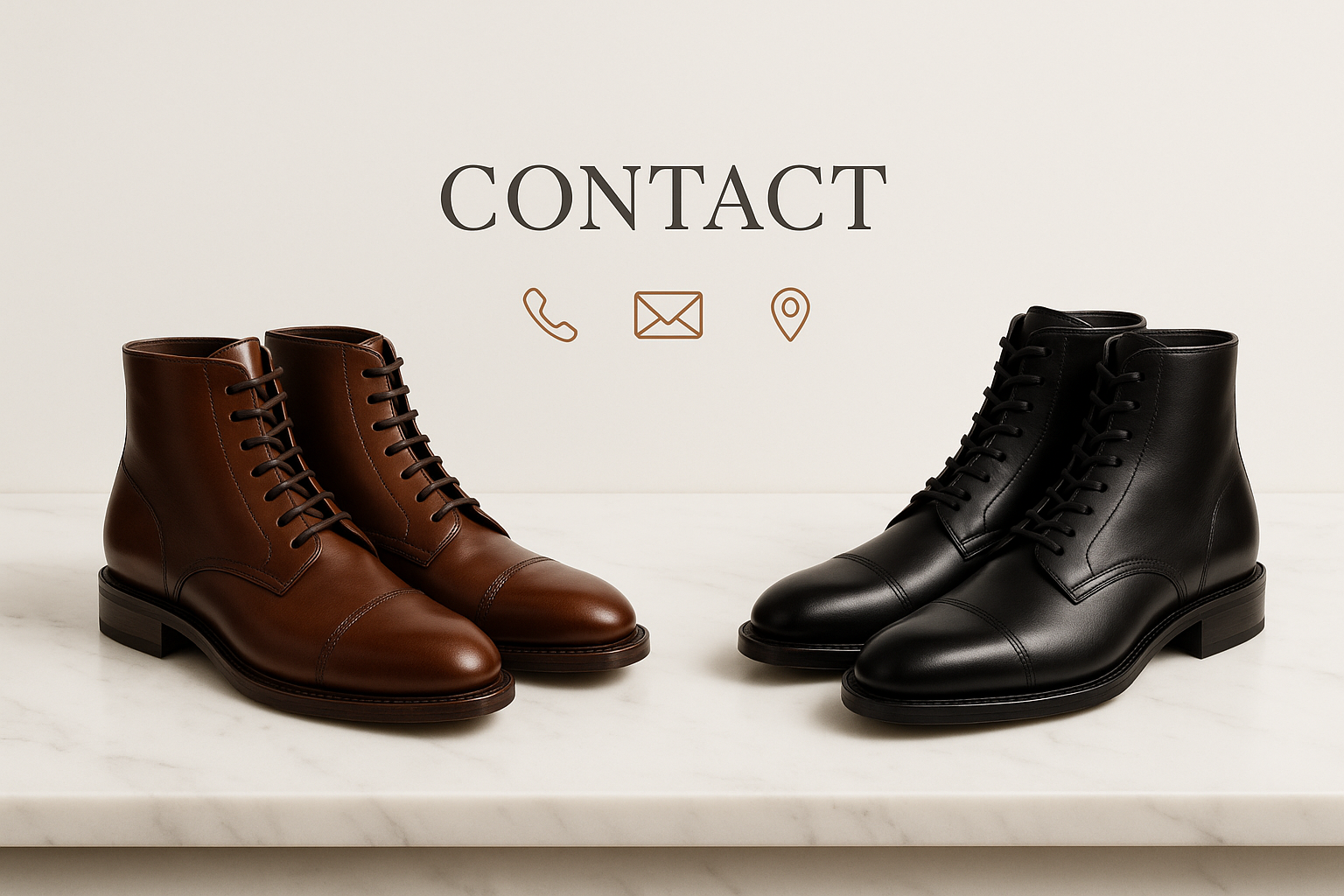 conact imagine for a boot shopify store
make it clear, clean, a little luxury